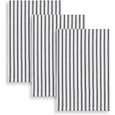Cackleberry Home Black and White Ticking Stripe Kitchen Towels 18 x 28 Inches 100% Cotton Woven, Set of 3