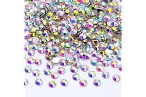Meibite Crystal AB Flatback Rhinestones, Glass Rhinestones for Nail Art and Craft, Glue Fix, Loose Crystal Gemstones(Crystal AB, SS6, 2880pcs, 1.9-2.0mm)