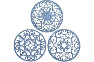 SMITHCRAFT Smitchraft Silicone Trivets for Hot Dishes, Pots & Pans, Non-Stick Hot Pads Kitchen Quartz Countertops, Silicone Pot Holders Mats, Multi-use Carved Heat Resistant Mats for Counter & Table, Set 3 Blue