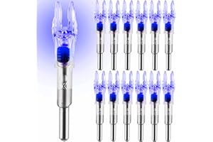 KEAUP 12 Pack X Lighted Nocks Universal Fit for Arrows with ID .204/.233/.244/.246 Light Up Nocks with ON/Off Switch for Archery Hunting
