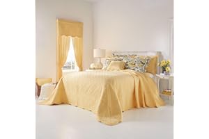 BrylaneHome Bedding Lightweight All Season Florence Quilted Oversized 100% Cotton Ultra Supreme Softness Bedspread - King, Dandelion Yellow
