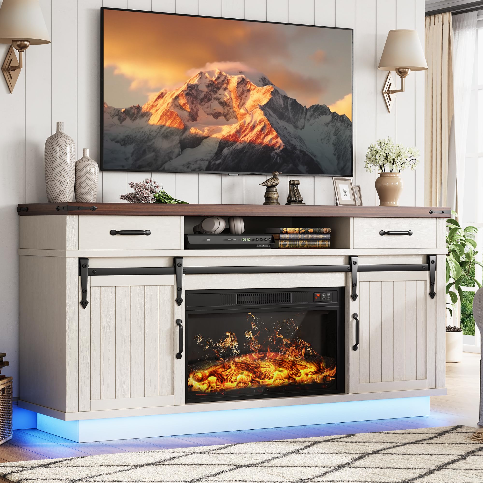 59'' Fireplace TV Stand with 3D Flame Electric