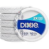 Dixie Paper Plates, 10 1/16 inch, Dinner Size Printed Disposable Plate, 44 Count (Pack of 5) , Packaging and Design May Vary