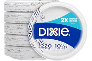 Dixie Large Paper Plates, 10 Inch, 220 Count, 2X Stronger*, Microwave-Safe, Soak-Proof, Cut Resistant, Disposable Plates For Everyday Breakfast, Lunch, & Dinner Meals