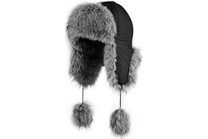 SSAXIGC Women Faux Fur Trapper Hat with Pompoms Warm Classic Ear Flaps Fuzzy Bobble Cap Warm Outdoor Ski Snow Cap for Women and Men