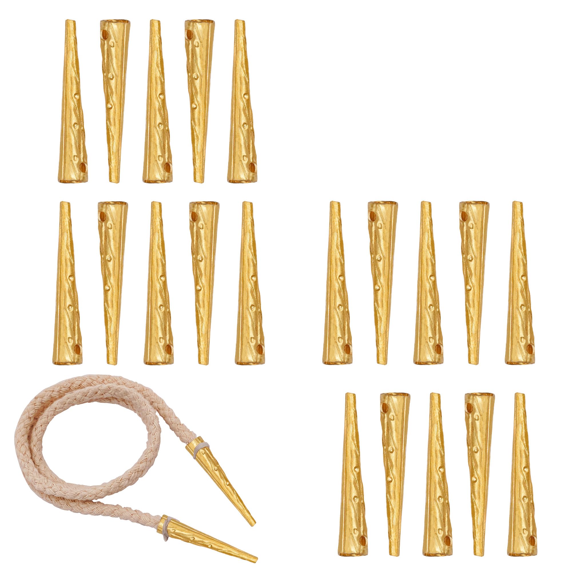 Lord of Battles Medieval Pure Solid Brass Aiglets Set of 10 to 20 Ideal Lace Tips Replacement for Medieval Clothes and Gambesons (Embellished Solid Brass Aiglets 2.3 cm - 20 Pcs)