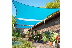 ShadeMart 12' x 18' Turquoise Sun Shade Sail Rectangle Canopy Fabric Cloth Screen SMSL, Water and Air Permeable & UV Resistant, Heavy Duty, Carport Patio Outdoor - (We Customize Size)