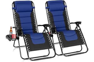 SOPHIA & WILLIAM Sophia & Willliam Zero Gravity Chair Set of 2, Reclining Folding Chair with Free Cup Holder (Blue)