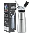 Whipped Cream Dispenser Stainless Steel Cream Whipper Professional Whip Cream Maker 6 Decoration Tips (1 Pint)