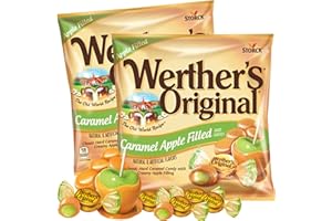 Needzo Hard Caramel Candy with Apple Filled Center, Individually Wrapped Shareable Candies, Gourmet Caramels