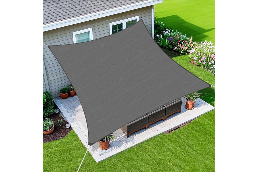 Amagenix Sun Shade Sail 16'X20' Curved Edge Outdoor Shade Canopy Dark Grey Breathable 95% UV Block Shade Cloth for Patio Garden Backyard (We Make Custom Size)