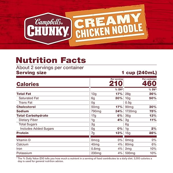 CAMPBELL’S CHUNKY SOUP, CREAMY CHICKEN NOODLE SOUP, 18.8 OZ CAN