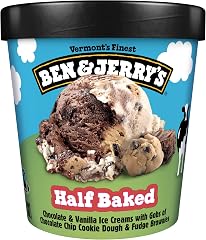 Ben & Jerry's Half Baked Chocolate & Vanilla Ice Cream Pint Indulgence Non-GMO 16 oz