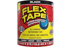 Flex Tape, Original Thick Flexible Rubberized Waterproof Tape - Seal and Patch Leaks, Works Underwater, Indoor Outdoor - Home RV Roof Plumbing and Pool Repairs, Black, 4 in x 5 ft, Pack of 1