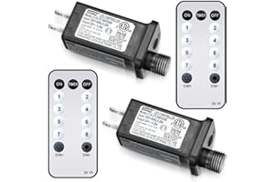 MOUKEREN 2 Pcs 8 Mode LED Light Transformer Class 2 Power Supply LED Controller IP44 Waterproof Low Voltage Transformer US Plug Adapter Replacement for Christmas String Light (30v6w)