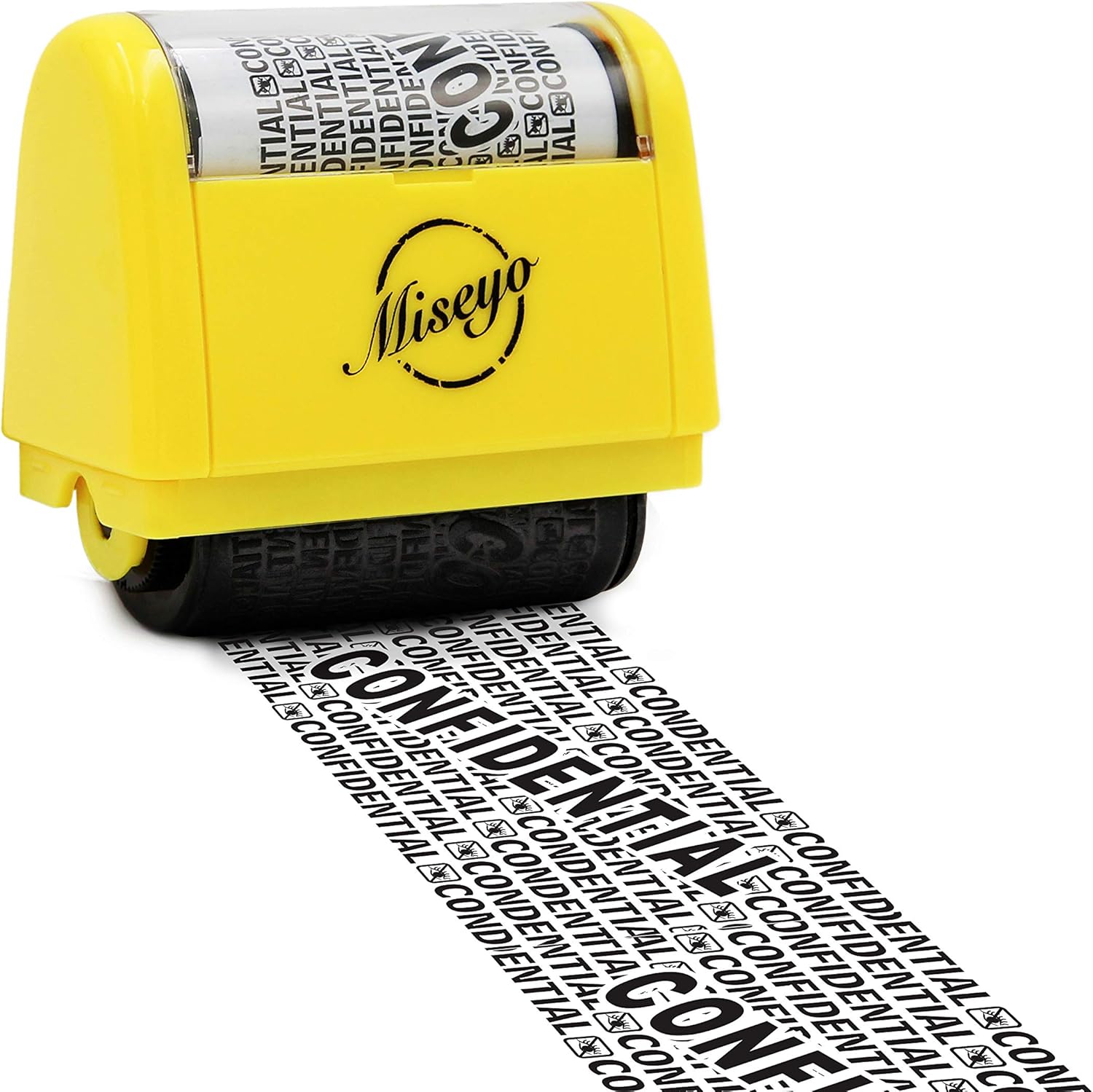 Miseyo Wide Roller Stamp Identity Theft Stamp 1.5 Inch Perfect for Privacy Protection - Yellow