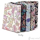 RayLineDo&reg; 5X Different Pattern Paisley Style 100% Cotton Poplin Fabric Fat Quarter Bundle 46 x 56cm ( Appox 18" x 22") Patchwork Quilting Fabric