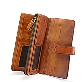 Women's RFID Blocking Genuine Leather Wallet Vintage Hand Rubbing Wallets Organizer | RFID Blocking, Vintage, Hand Rubbing, Organizer