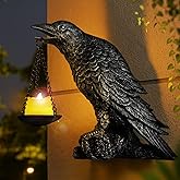 Gothic Crow Wall Art Decor Outdoor Wall Sconce Raven lamp Table Candle Holder Halloween Wall Decor for Patio Garden Bedroom Resin Tealight Statue Half Silver