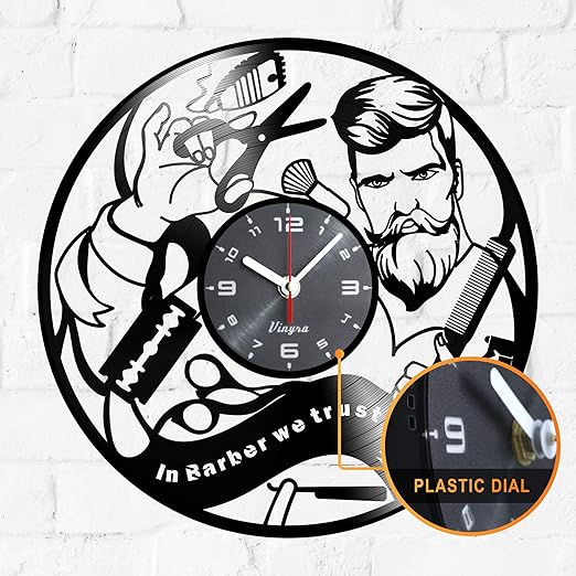 Amazon Com Barber Shop Clock Vinyl Record Hipster Decor