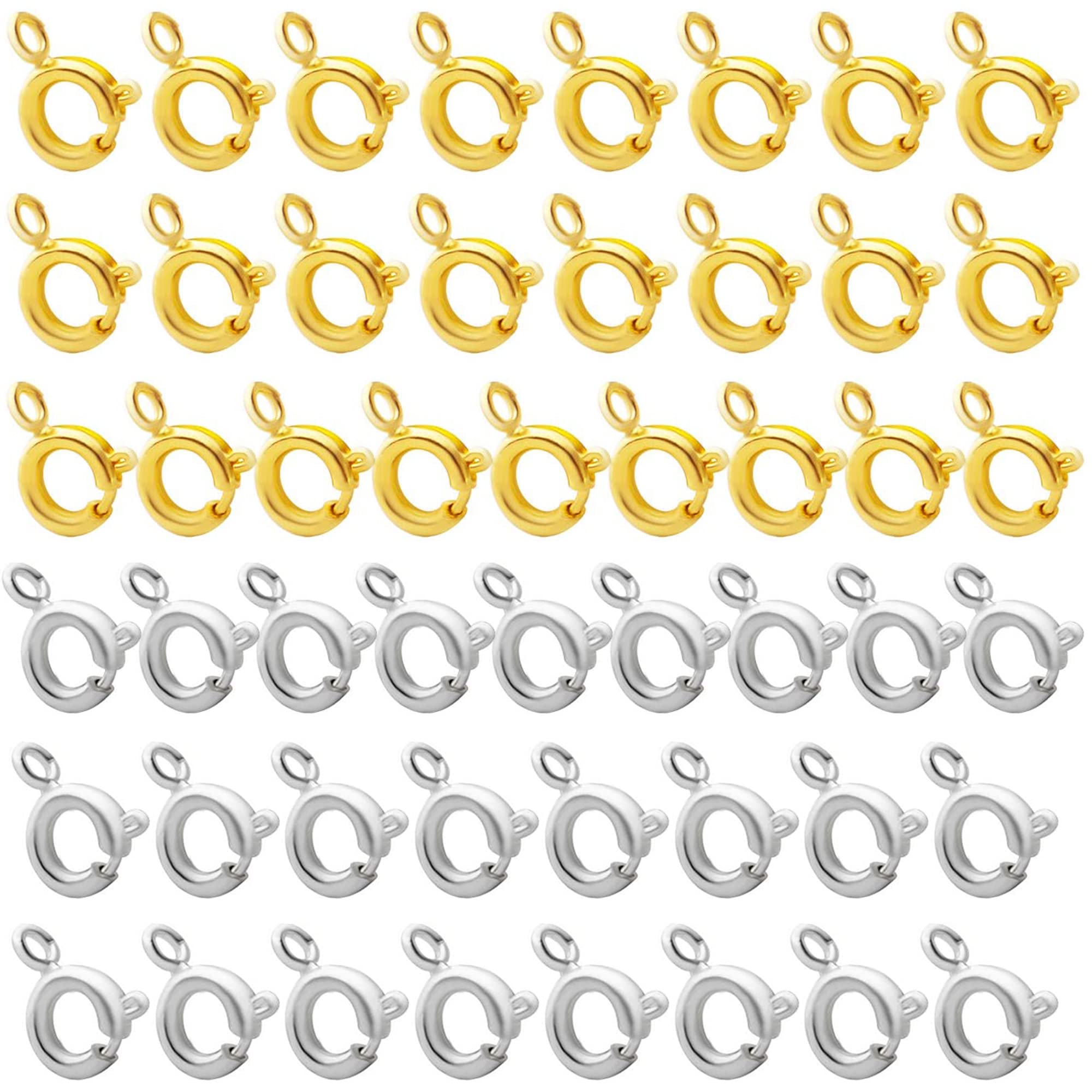 HAOBIN Pack of 50 Spring Ring Clasps, 6 mm Spring Clasp, Jewellery Clasp, Chain Clasp, Spring Ring Clasp, Lobster Clasp, Lobster Clasps, for Bracelets, Necklaces, DIY Jewellery Making