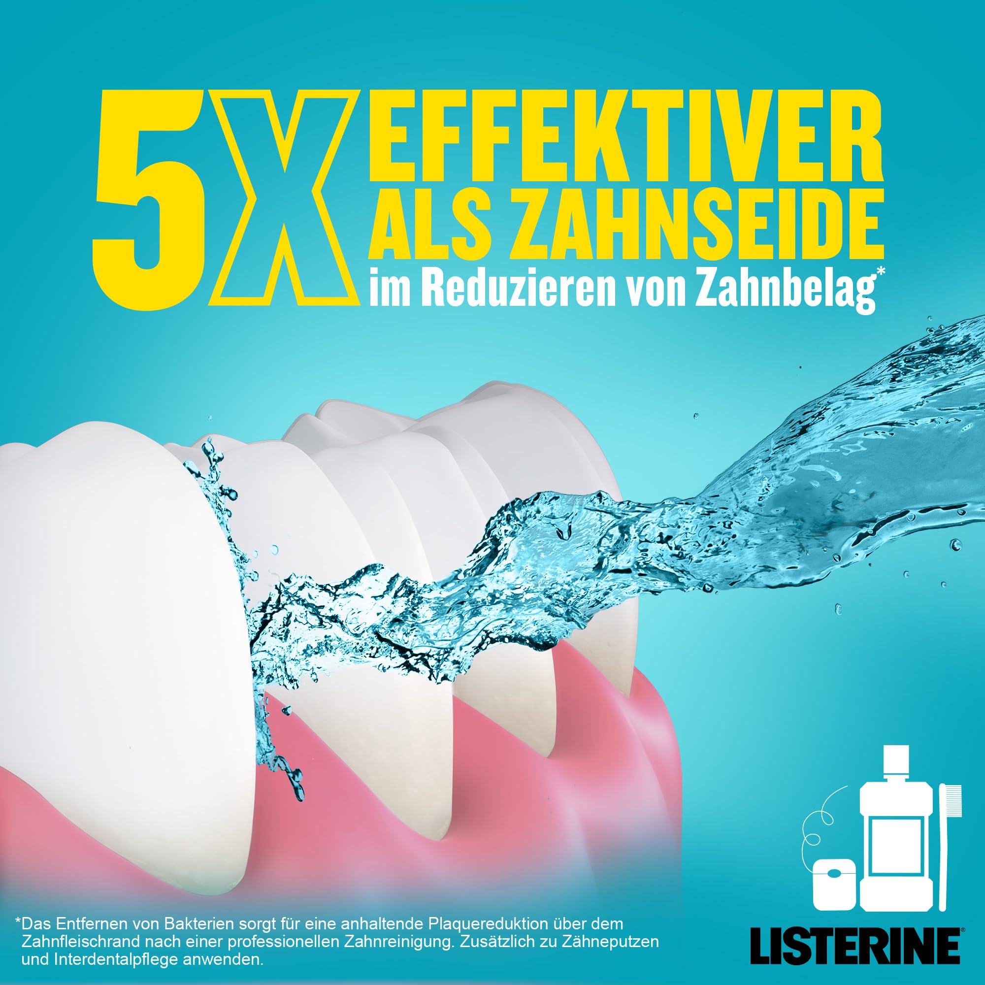 LISTERINE Cool Mint Mundwasser 1000 ml, antibakterielle Mundspülung mit ätherischen Ölen und intensivem Minzgeschmack, Zahnpflege-Spülung reduziert Zahnbelag und bekämpft wirksam Mundgeruch 2