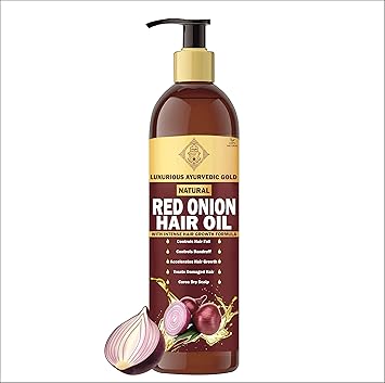 Luxurious Ayurvedic Gold Red Onion Oil for Hair Growth and Scalp Treatment (Pack of 1)
