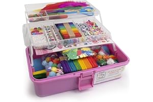 Olly Kids Arts and Crafts Supplies for Kids Girls 4 5 6 7 8 9 10 11 & 12- Ultimate Crafting Supply Carboodle in Portable 3 Layered Plastic Art Box