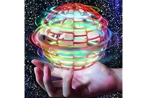 Unyfu 2025 Flying Orb Ball Toy, Galaxy Boomerang Hover Led Lights Mini Drone Globe Hand Controlled Flying Ball Toys Cool Toys Gift for 6 7 8 9 10+ Year Old Boys Girls Teens Outdoor (Red)