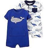 Carter's Baby Boy's 2 Pack Cotton Romper Creeper Set