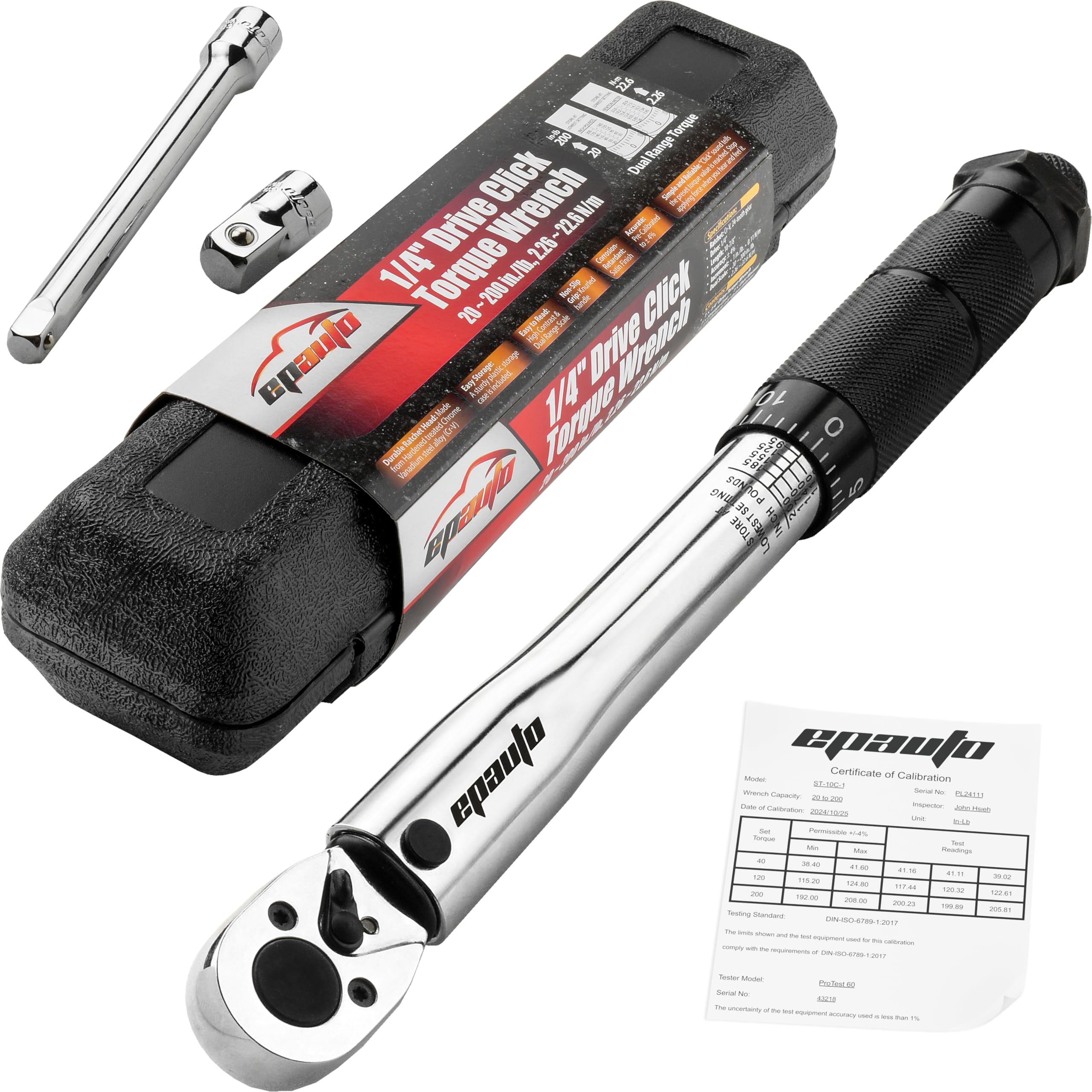 Photo 1 of EPAuto 1/4-Inch Drive Click Torque Wrench (20-200 in.-lb. / 2.26 ~ 22.6 Nm)