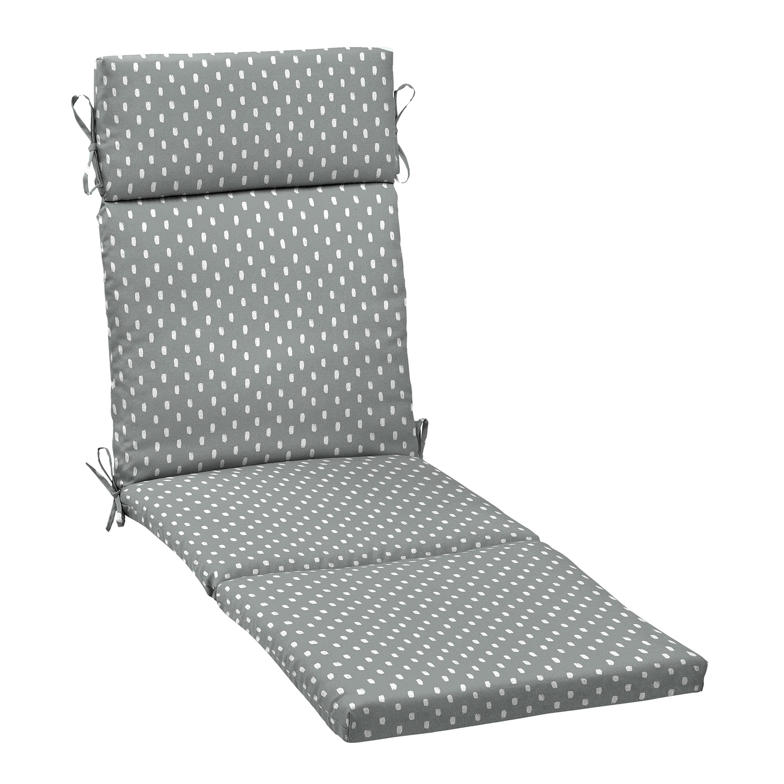 Arden earthFIBER Outdoor Chaise Cushion, 21 x 72, Rain-Proof, Fade Resistant, Cushion for Chaise Lounger Stone Grey Dot Image
