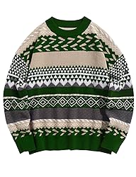 Flygo Men's Vintage Grandpa Sweater Crewneck