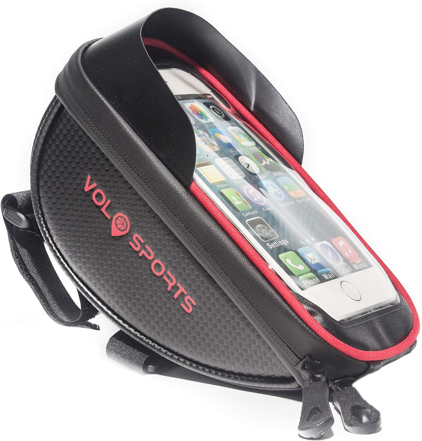 Volo Sports - Universal Bike Phone Holder - Waterproof Bicycle Mount Frame Bag For Handlebar With Touch Sensitive Case Suitable for Mobile Smartphones Below 6.5 inches - Large Capacity Storage Pouch