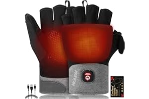 MIERNS Heated Gloves for Men Women, Rechargeable Detachable Full & Half Hands Heated Glove Fingerless Electric Heating Gloves Hand Warmer for Work, Hunting, Skiing, Outdoor Work