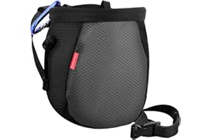 Rhino Valley Climbing Chalk Bag, No Leak Drawstring Chalk Bag with Adjustable Belt, Carabiner Clip and Zippered Pockets Chalk Bag for Climbing, Cross Fit, Weight Lifting & More