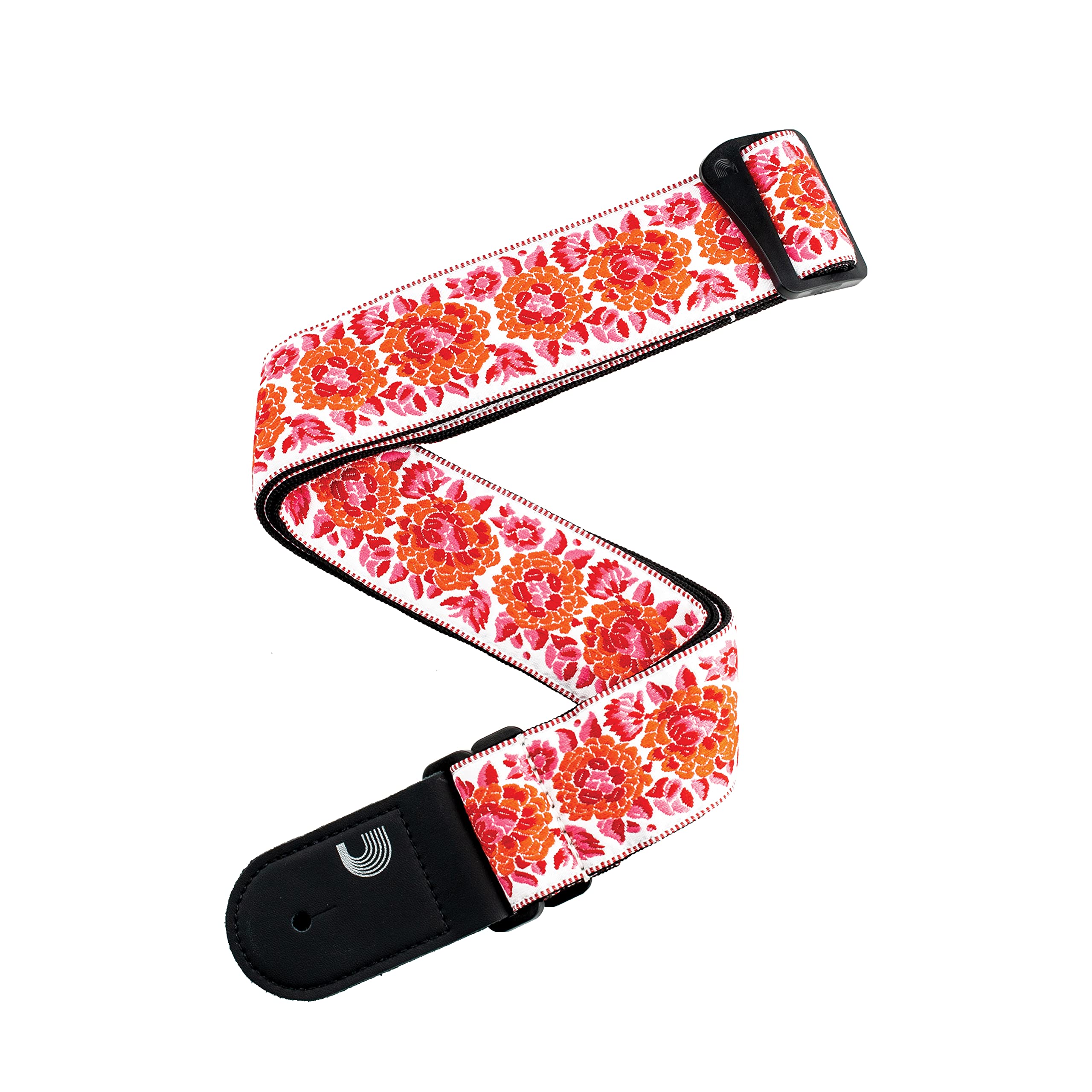 D'Addario Accessories Guitar Strap - Guitar Accessories - Electric Guitar Strap, Acoustic Guitar Strap, Acoustic Electric Guitar Strap & Bass Guitar Strap - Woven, Peace Love - Pink and White