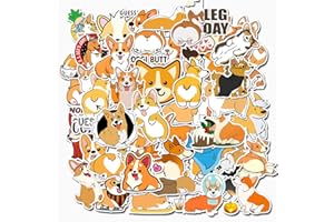 JJLIN Welsh Corgi Pembroke Stickers for Water Bottles 50 Pack Cute,Waterproof,Aesthetic,Trendy Stickers for Teens,Girls Perfect for Waterbottle,Laptop,Phone,Travel Extra Durable Vinyl (Welsh Corgi Pembroke)