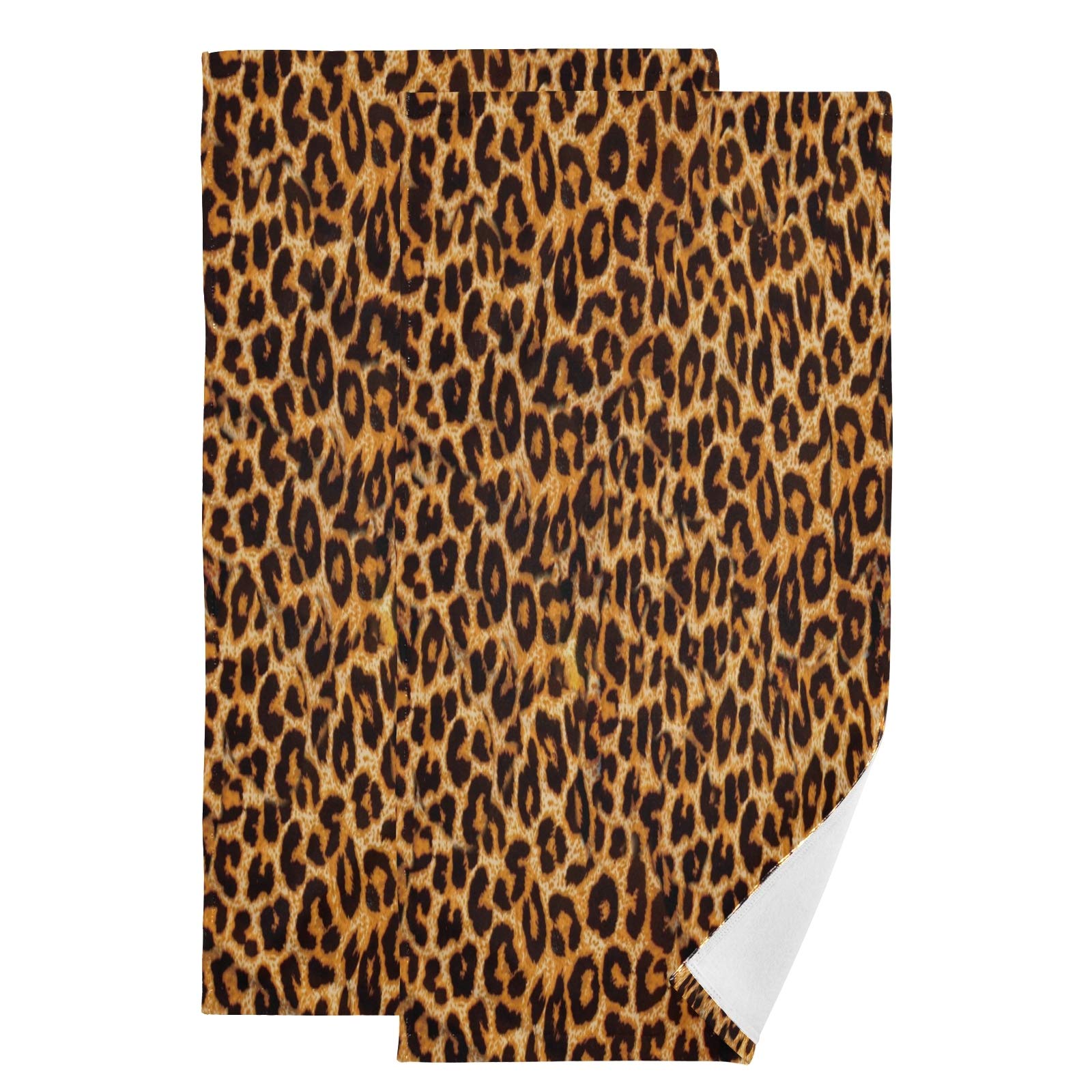 xigua Towel Set 2Pack,Leopard Print Pattern Bathroom Towels Ultra Soft Highly Absorbent Face Towel Hand Towel Washcloth for Bathroom,Shower,Kitchen, Beach Towel 72x36.5CM