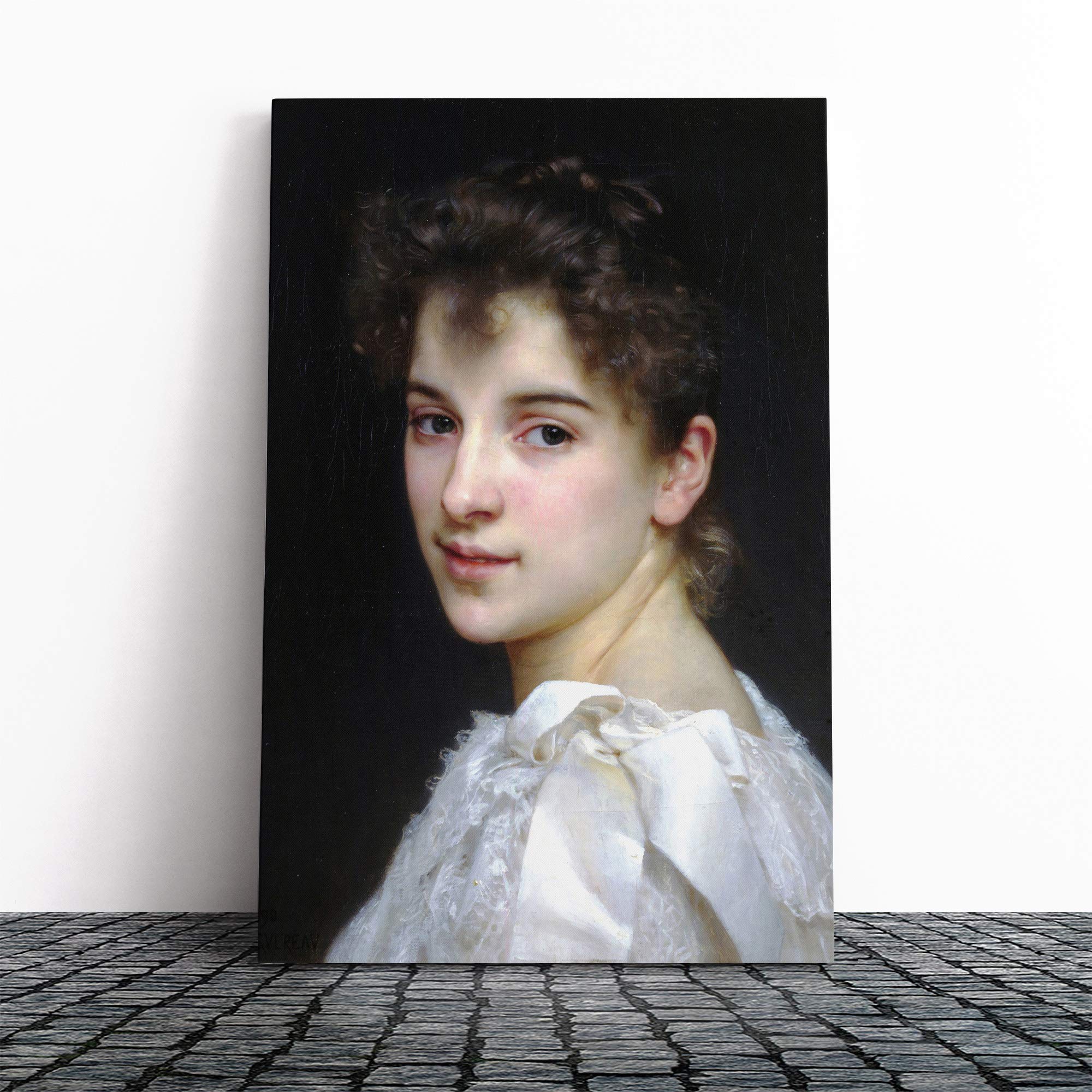 William Adolphe Bouguereau Gabrielle Cot Canvas Print | Gallery Wrapped 30mm Frame Wall Art | 20x14 inches | Ready to Hang | Modern Picture | Living Room Bedroom Lounge Office