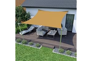 HOMPER 10'x10' Sun Shade Sail Waterproof Sun Shade Sails Canopy Effectively 95% UV Block, Oxford Fabric, for Patio, Balconies, Lawn Garden, Party, Outdoor Activities