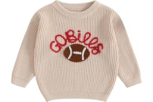 KMBANGI Newborn Toddler Boy Girl Football Sweater Go Bills Pullover Knitwear Game Day Warm Sweatshirt Fall Winter Clothes