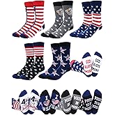 Halfchet 5 Pairs American Flag Socks for Men Funny USA Patriotic Stars Stripes Crew Socks Themed American Flag Gifts 4th of July Favors