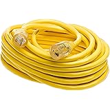 Yellow Jacket 2991 10/3 Extra Heavy-Duty 20-Amp Premium SJTW Contractor Extension Cord with Lighted T-Blade Plug, 50-Foot All