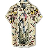 DADDYLOCO Men's Hawaiian Shirt,Ocean Print Shirt, Funny Short Sleeve Button Down,Regular Fit