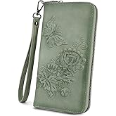 VIMUTI Womens Wallet Rfid Embossed Vegan Leather Multi Card Slots Wallets Large Capacity Wristlet Travel Purse for Women