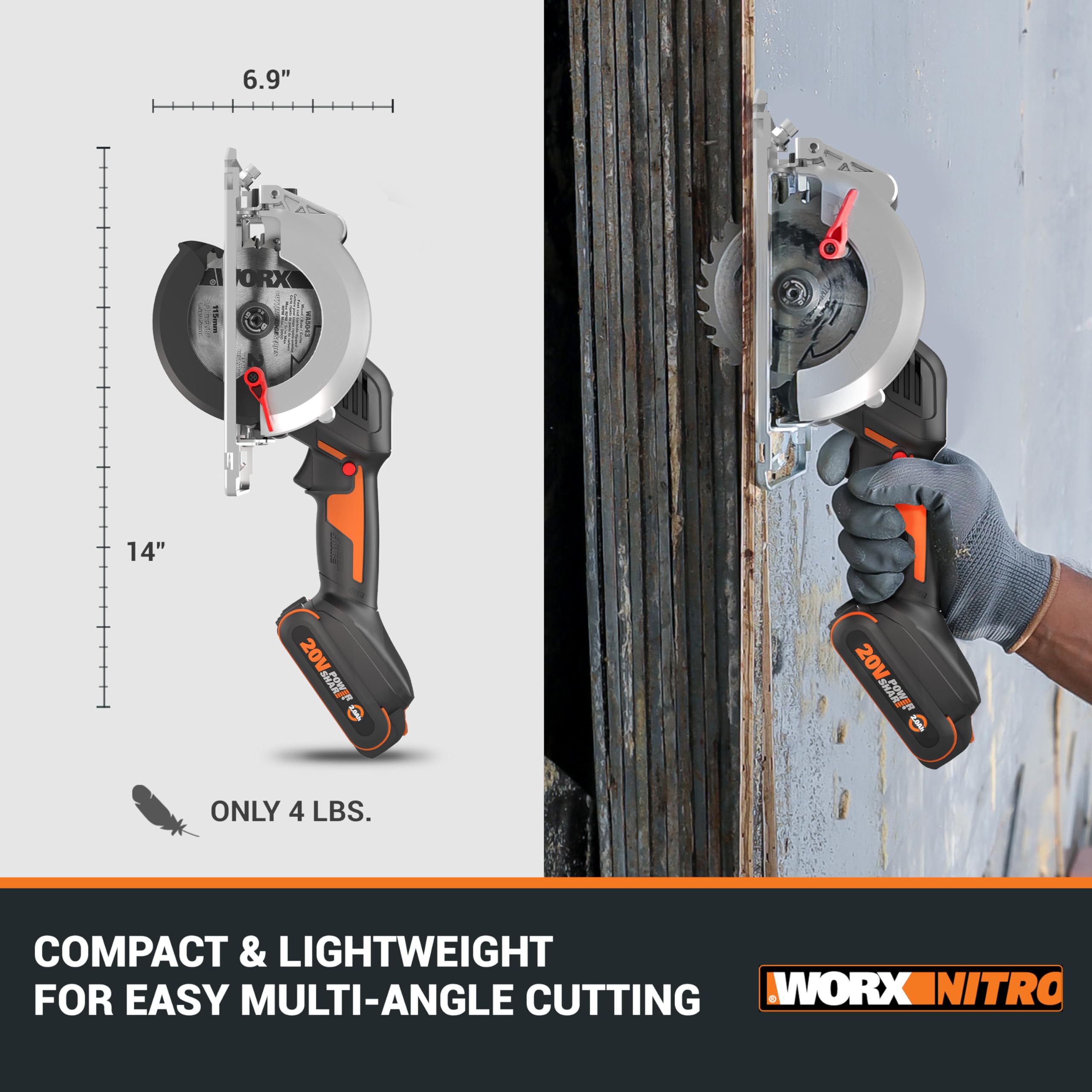 Mua Worx Nitro 20V Brushless 41/2" Cordless Circular Saw, Compact