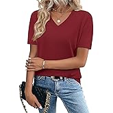 Zeagoo Womens Short Sleeve Sweaters 2026 Summer Lightweight V Neck Pullover Tops Dressy Business Casual Blouses Clothes