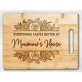 Mawmaw's House Bamboo Cutting Board - Everything Tastes Better At Mawmaw's - Mother's Day Gift - Birthday Gifts From Grandchildren - Son Daughter - Best Mawmaw Cutting Board, 11.4”x8.6”