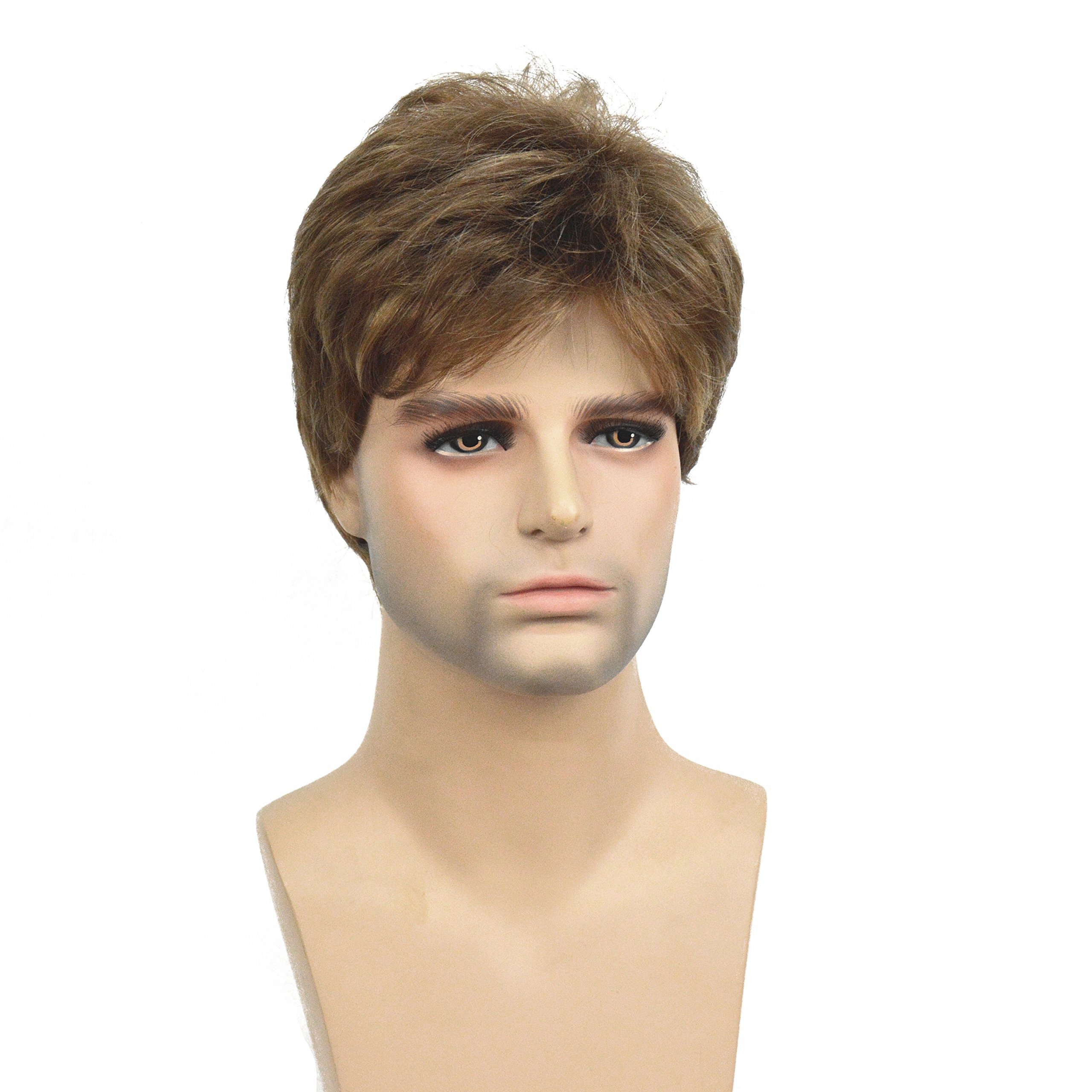 Lydell Men Wig Golden Brown Mix Short Straight Hair Synthetic Full Wig โ image 1